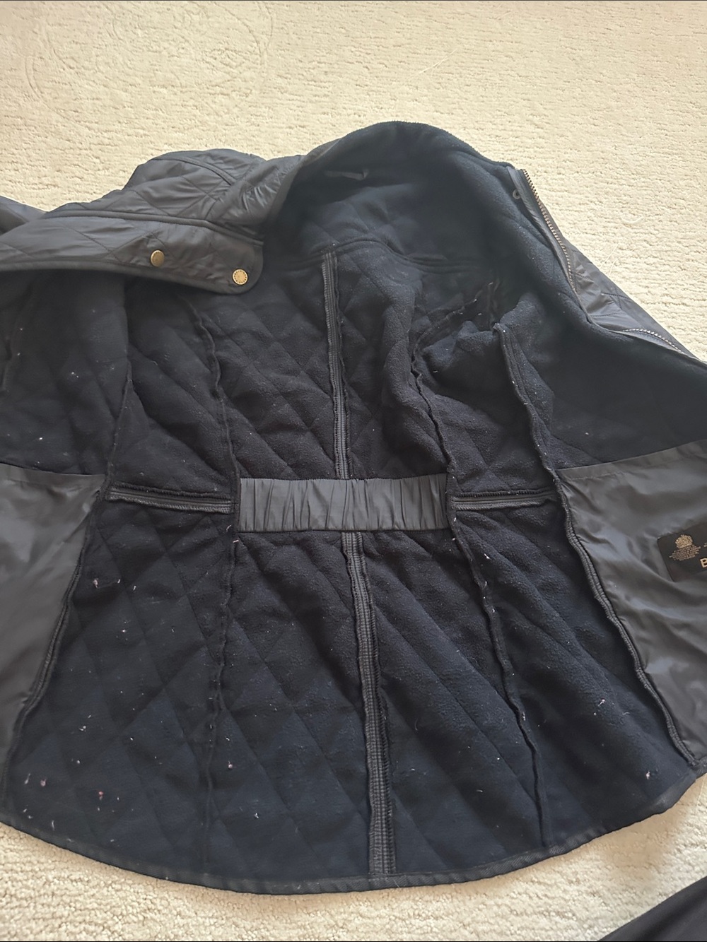 Barbour Cavalry Polarquilt Jacket Women’s US 6 Dark Navy Quilted Fleece Lined - Picture 4 of 4